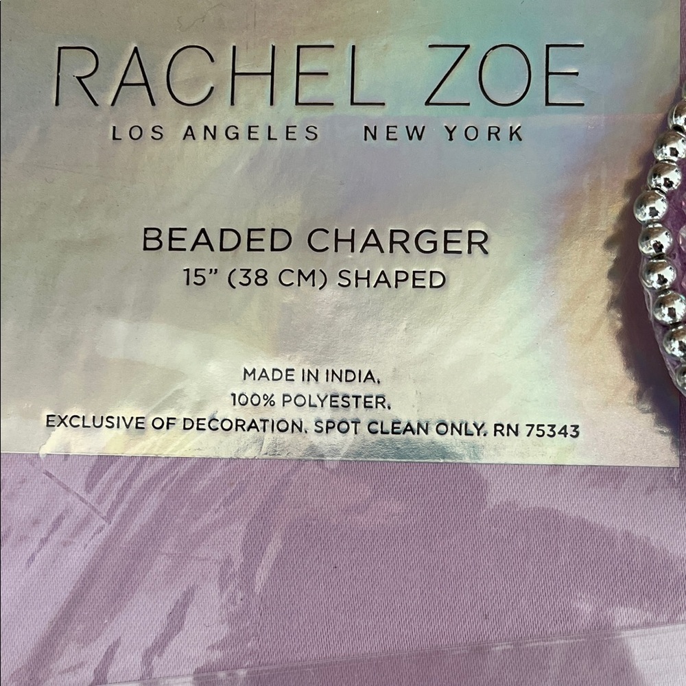 Rachel Zoe Pink Rhinestone Ghost beaded chargers - Picture 3 of 7